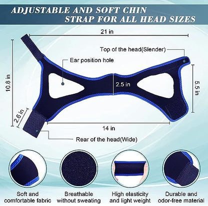 Adjustable and Breathable Chin Strap for All Users, Chin Straps to Keep Mouth Closed While Sleeping for Men and Women 