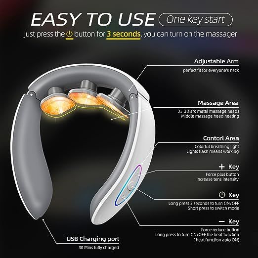FSA Neck Massager with Heat for Neck Pain Fatigue Relief FSA or HSA Eligible,Electric Pulse Deep Tissue Neck Massager 6 Modes 9 Intensities Cordless Massager FSA Neck Massager with Heat for Neck Pain Fatigue Relief FSA or HSA Eligible,Electric Pulse Deep Tissue Neck Massager 6 Modes 9 Intensities Cordless Massager 