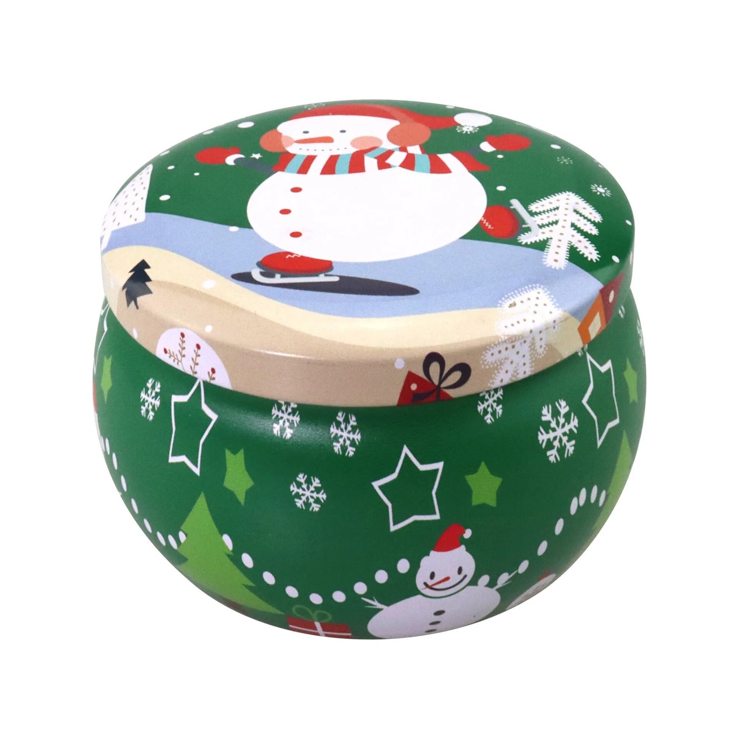 4Pcs Christmas Metal Tin Jars Coffee Tea Spice Candy Jewelry Storage Case Candle Making Containers Decorations Boxes 4.4OZ