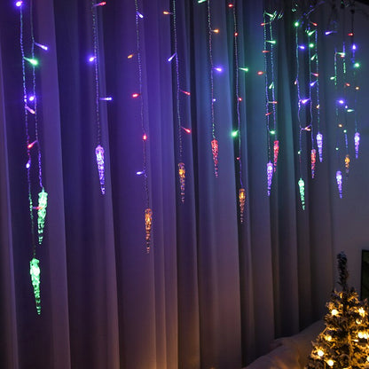 5-28M LED Curtain Icicle String Lights Christmas Garland Waterfall Droop 0.5-0.7m Garden Street Outdoor Decorative Holiday Light