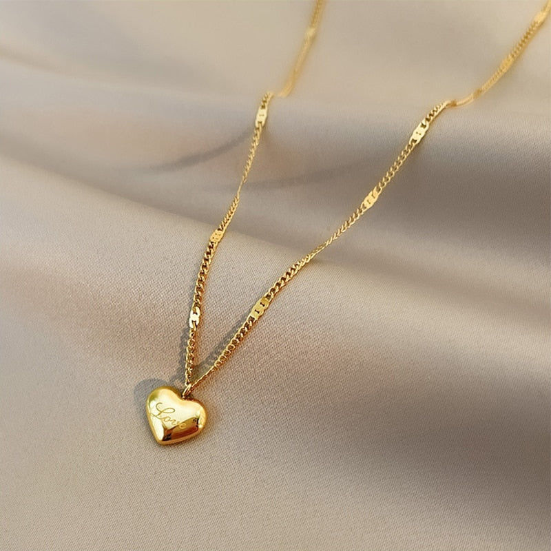 Korean Fashion Stainless Steel Gold Color Love Heart Necklaces for Women Chokers Trend Fashion Festival Party Gift Boho Jewelry Korean Fashion Stainless Steel Gold Color Love Heart Necklaces for Women Chokers Trend Fashion Festival Party Gift Boho Jewelry Korean Fashion Stainless Steel Gold Color Love Heart Necklaces for Women Chokers Trend Fashion Festival Party Gift Boho Jewelry 