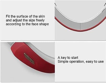 Reusable V Line Mask Facial Slimming Strap Double Chin Reducer Chin Up Mask Face Lifting Belt V Shaped Slimming Face Mask (Red-1) 