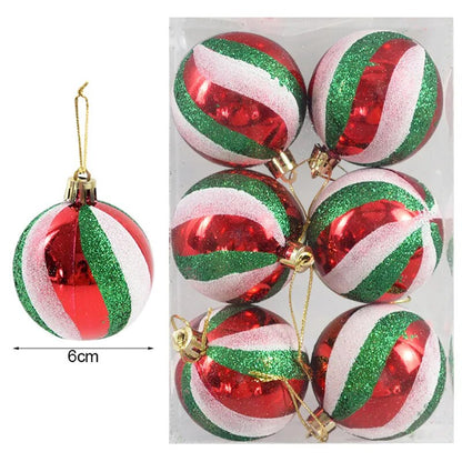 6Pcs/box Christmas Balls Ornaments Xmas Tree Hanging Pendants Home Christmas Party Decoration 2024 Navidad Natal New Year Gifts