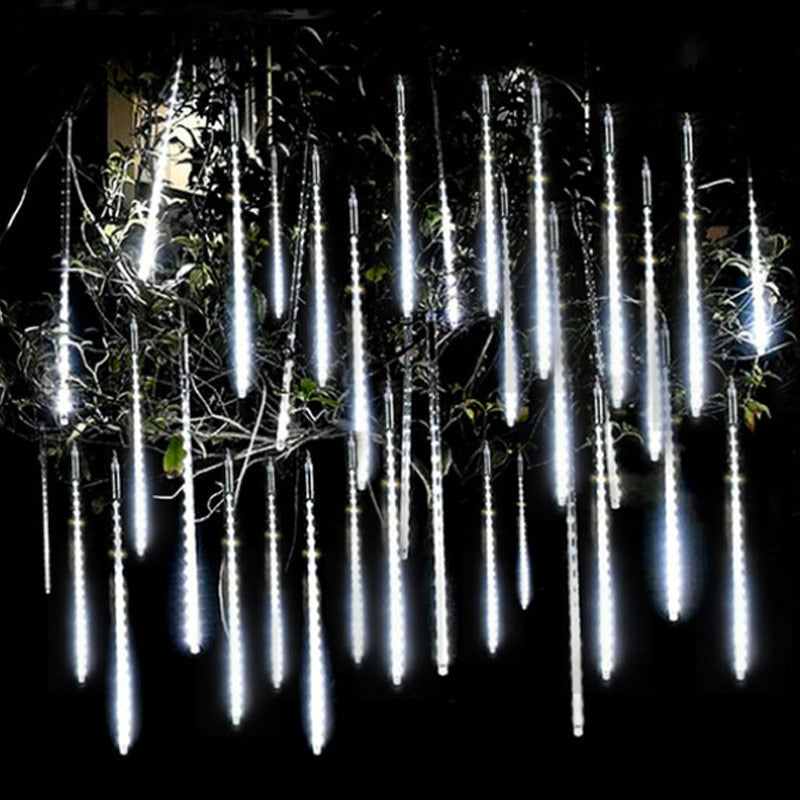 8 Tubes LED Meteor Shower Festoon Led Light Street Garlands Outdoor Light Garland New Year 2024 Christmas Decorations for Home