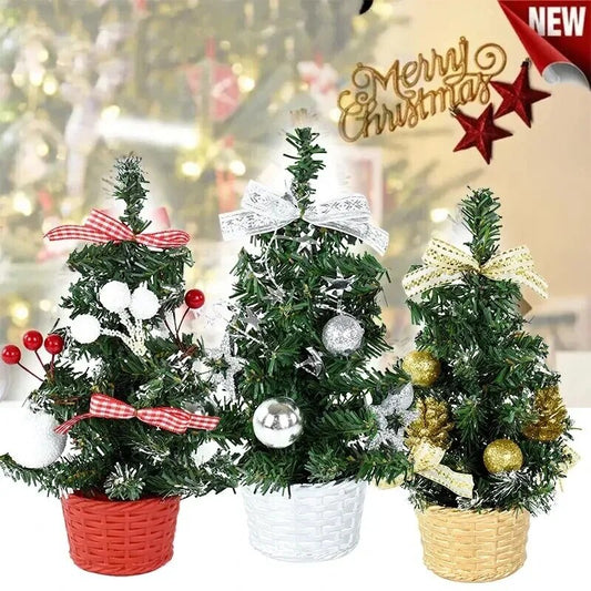 20cm Artificial Christmas Tree Decoration Home Desktop Ornament Small Tree 2023 Christmas Festival Party Decor New Year Gift