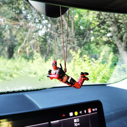 Disney Anime Movie Deadpool Action Figures Car Interior Ornaments for Auto Rearview Mirror Hanging Pendant Desktop Model Decor