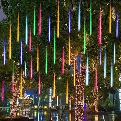 8 Tubes LED Meteor Shower Festoon Led Light Street Garlands Outdoor Light Garland New Year 2024 Christmas Decorations for Home