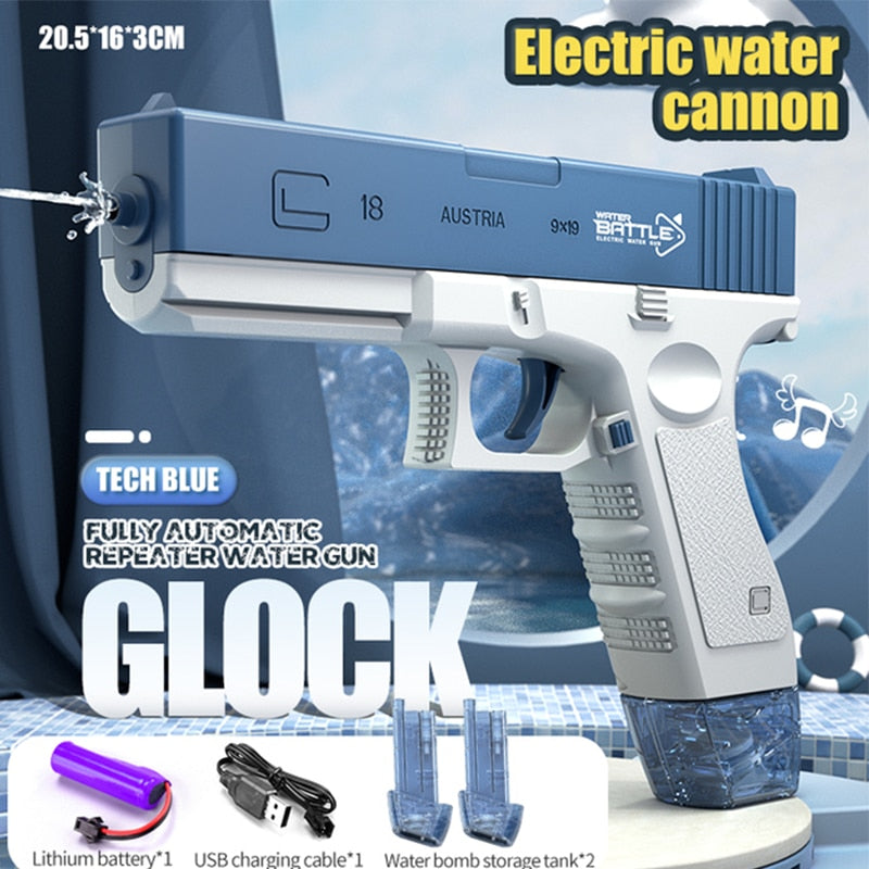 Electric Water Gun Large Capacity Automatic Glock Water Gun Summer Pool Beach Outdoor Play Toys for Kids Adult Gifts