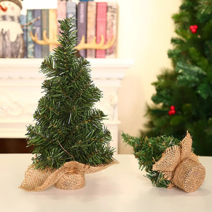Mini Christmas Tree with Burlap Base Desktop Xmas Trees 20/30CM Cute Mini Christmas Tree Decor Christmas Decoration For Home