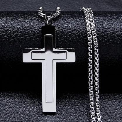 Cross Stainless Steel Choker Necklace for Man Gold Color Men's Chain Necklace Jewelry corrente masculina N1173S02