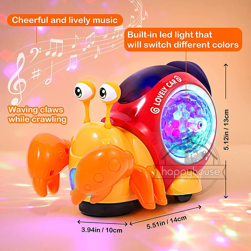 Crawling Crab Baby Toys with Music LED Light Up Interactive Musical Toys for Baby Dancing Crawling Toys Moving Toddler Toys 0 12
