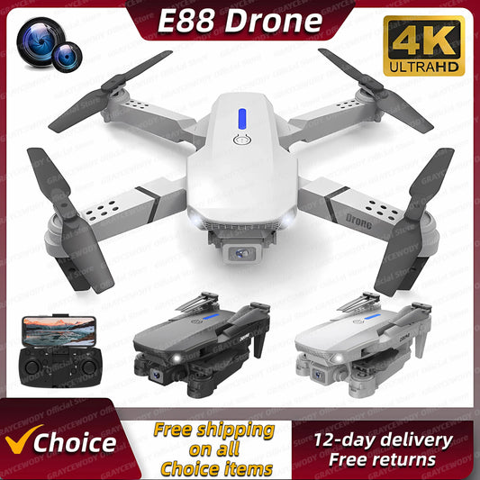 New E88Pro RC Drone 4K Professinal With 1080P Wide Angle Dual HD Camera Foldable RC Helicopter WIFI FPV Height Hold Kid Gift Toy
