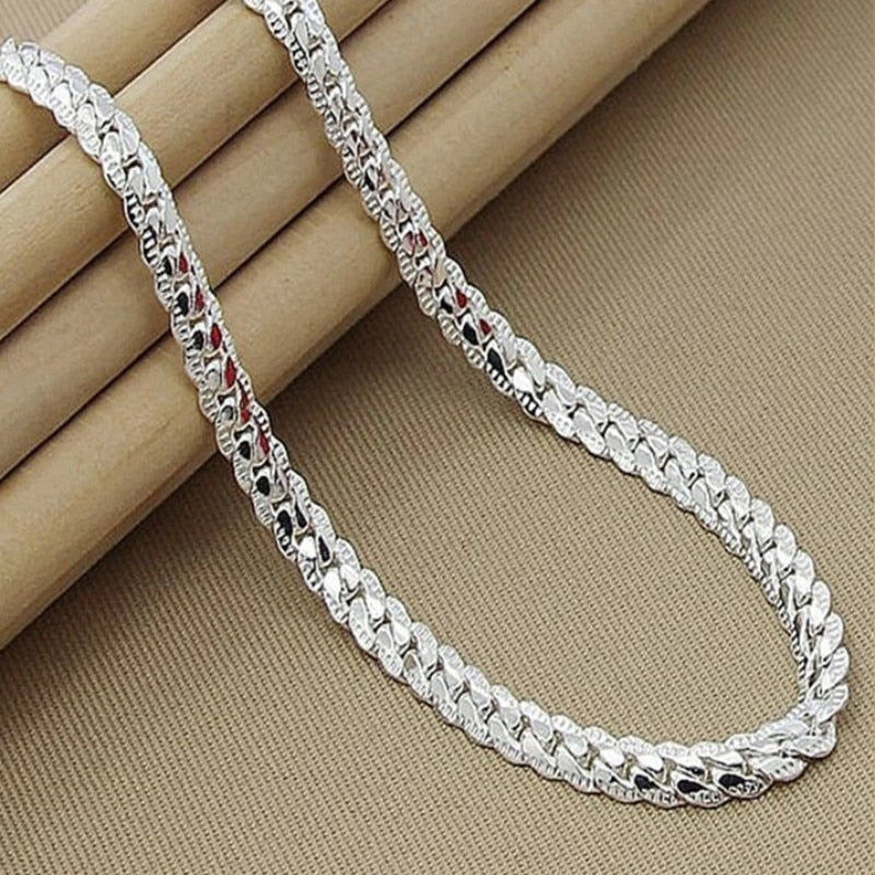TIEEFEGO S925 Sterling Silver 6mm Full Sideways Necklace 8/18/20/24 Inch Chain For Woman Men Fashion Wedding Engagement Jewelry 