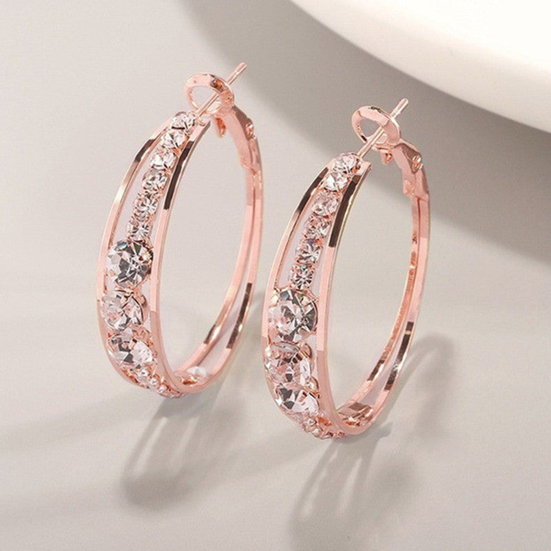 Circle Crystal Hoop Drop Earrings Gold Silver Color Geometric Hanging Dangle Earrings For Women Female New Fashion Jewelry