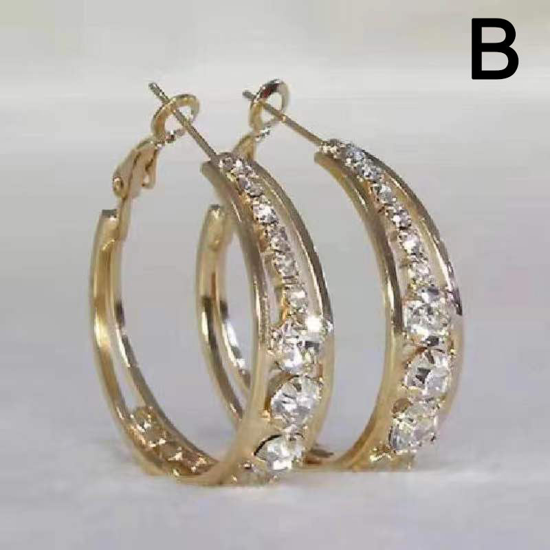 Circle Crystal Hoop Drop Earrings Gold Silver Color Geometric Hanging Dangle Earrings For Women Female New Fashion Jewelry