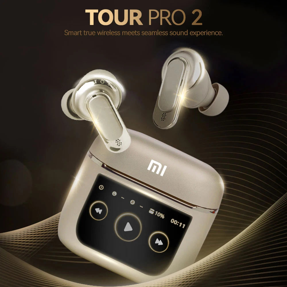 Xiaomi TOUR PRO 2 ANC Wireless Earphones Noise Cancelling LED Touch Screen Bluetooth Headphones TWS Earbuds Waterproof Headset