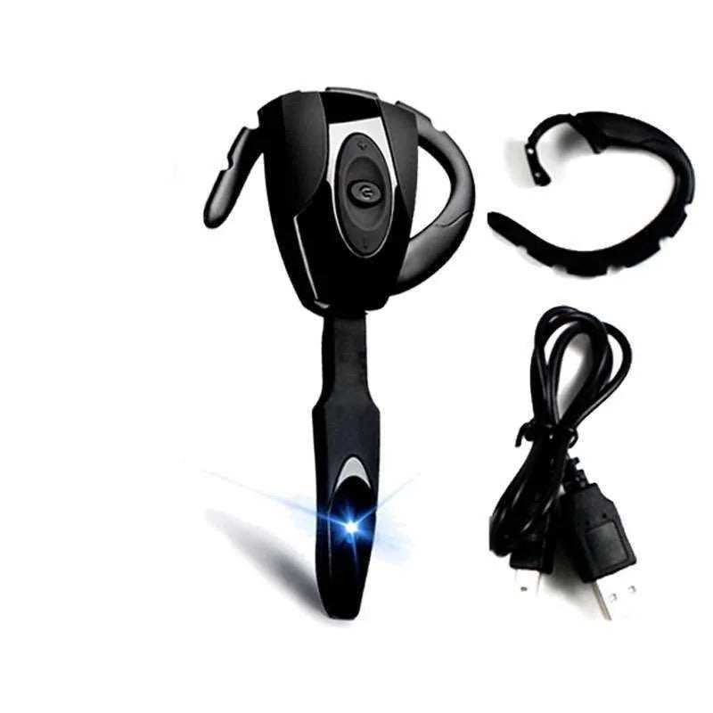 Bluetooth 5.0 Ear for PS3 Bluetooth Headset Wireless Handsfree Single Ear-hook Earphone Button Silica Gel Headphone with Mic TMSmartHub2021