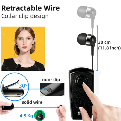 Trouvaille Collar Clip Wireless Headphones In Lotus Bluetooth Earphones Headset Vibrate Handsfree Earbuds With Retractable Wire TMSmartHub2021