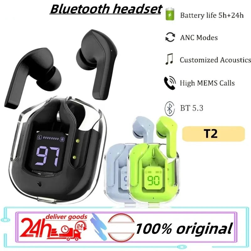 Air 31 Wireless BT5.3 Headset T2 TWS Headphones ENC Headphones LED Power Digital Display Stereo Sound Earphones for Sports TMSmartHub2021