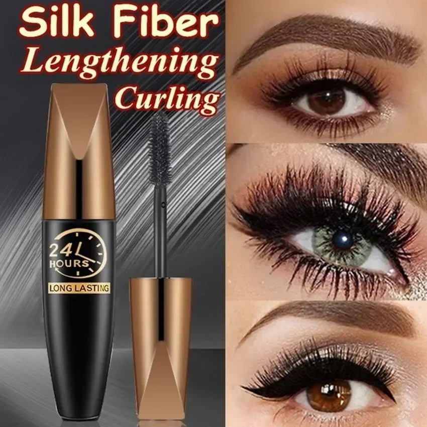 5D Waterproof Mascara Lengthens Eyelashes Extension Black Silk Fiber Mascara Female Makeup Cosmetic Waterproof Mascara TMSmartHub2021