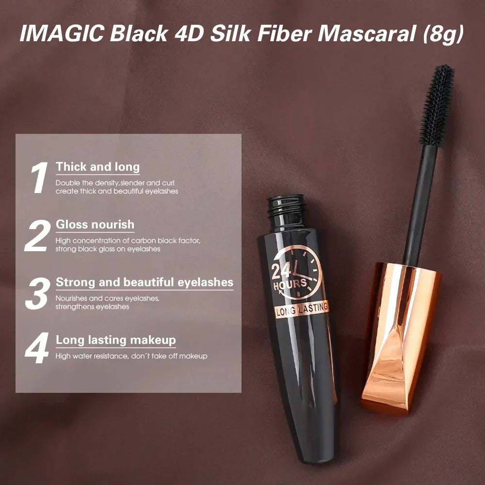 5D Waterproof Mascara Lengthens Eyelashes Extension Black Silk Fiber Mascara Female Makeup Cosmetic Waterproof Mascara TMSmartHub2021