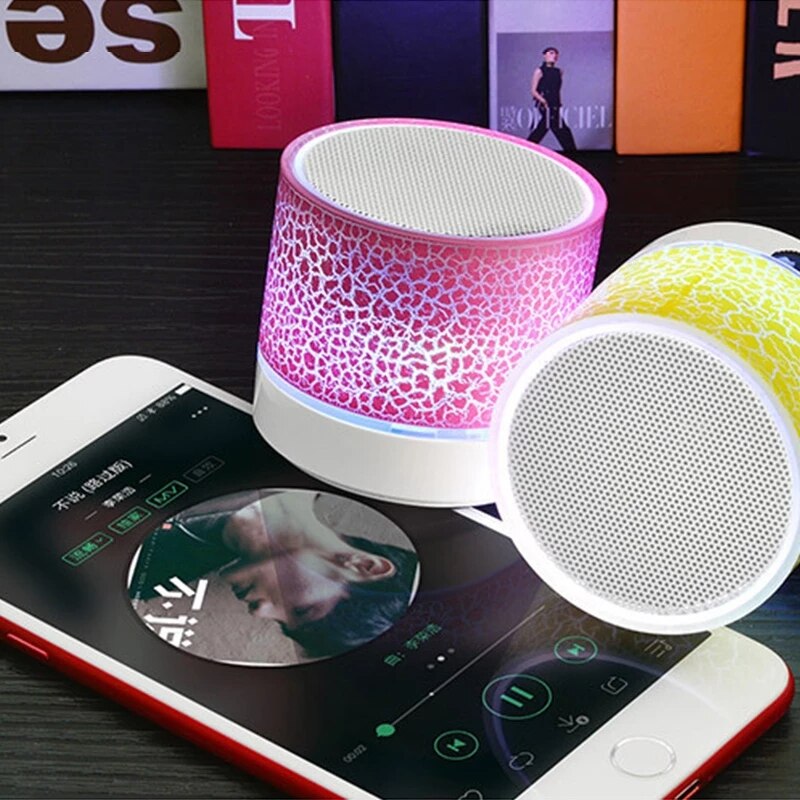 bluetooth mini speaker wireless speaker colorful led tf card usb subwo