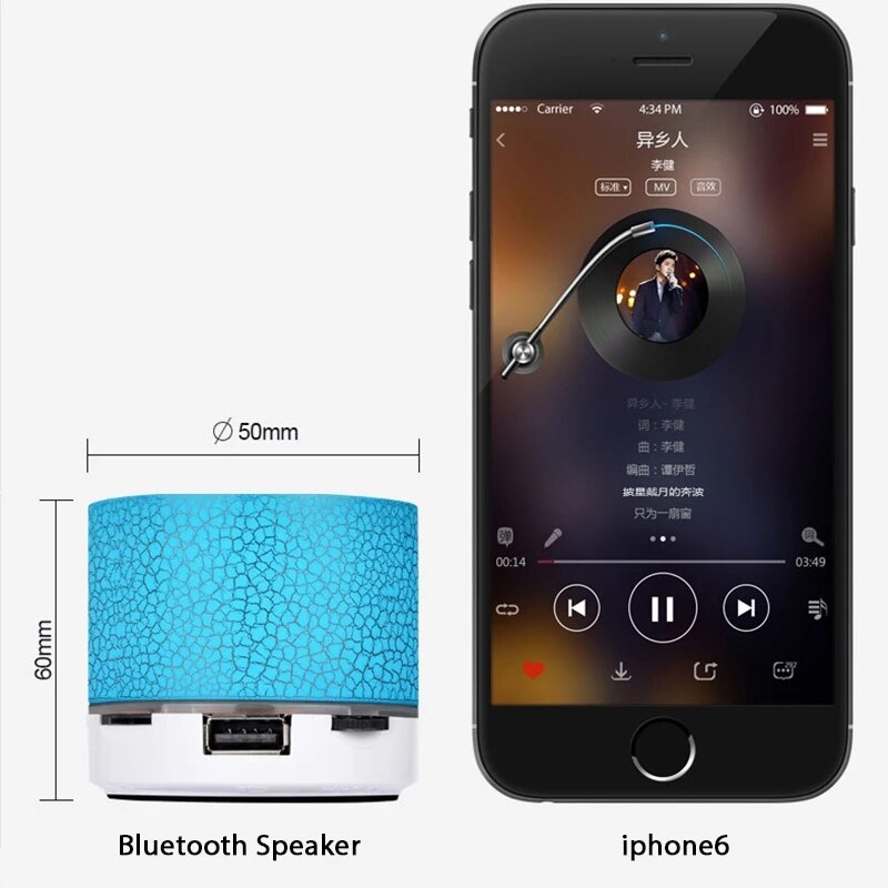 bluetooth mini speaker wireless speaker colorful led tf card usb subwo