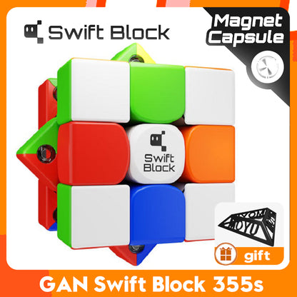 Swift Block 355S Cube GAN Stickerless 3x3x3 Speed Cube Magnetic Profession cubo GAN 355S 3x3 Educational Toy TMSmartHub2021