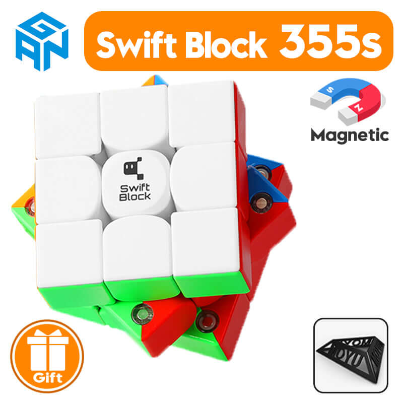 Swift Block 355S Cube GAN Stickerless 3x3x3 Speed Cube Magnetic Profession cubo GAN 355S 3x3 Educational Toy TMSmartHub2021