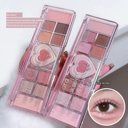 12Colors Love Heart Pink Eyeshadow Palette Natural Cool Tone Low Saturation Matte Eye Shadow Pallet Brown Korean Makeup Cosmetic TMSmartHub2021