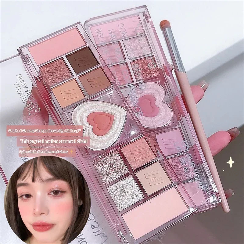 12Colors Love Heart Pink Eyeshadow Palette Natural Cool Tone Low Saturation Matte Eye Shadow Pallet Brown Korean Makeup Cosmetic TMSmartHub2021