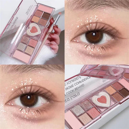 12Colors Love Heart Pink Eyeshadow Palette Natural Cool Tone Low Saturation Matte Eye Shadow Pallet Brown Korean Makeup Cosmetic TMSmartHub2021 6.99