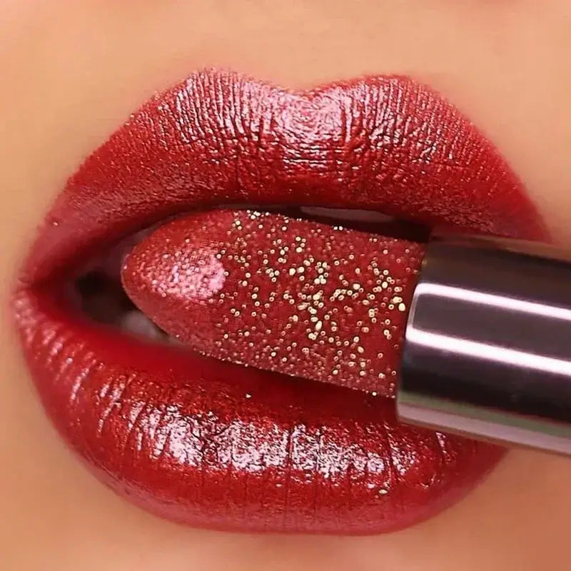 Diamond Pearlescent Lipstick Waterproof Long Lasting Non-stick Cup Matte Velvet Shiny Lipsticks Red Sexy Lips Makeup Cosmetics TMSmartHub2021