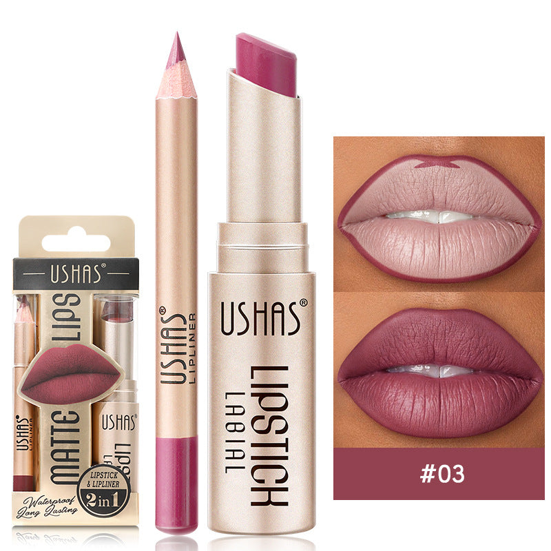 USHAS 12 Color Lip Liner Long-lasting Easy Coloring Non-Stick Cup Long-lasting Waterproof Matte Lipstick Lipstick Set TMSmartHub2021 2.99