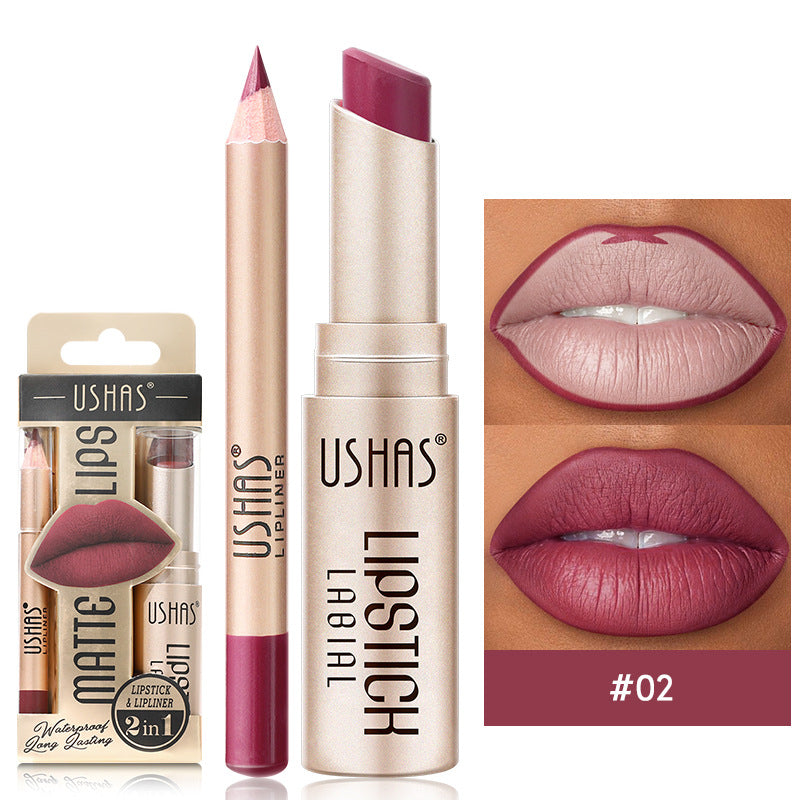 USHAS 12 Color Lip Liner Long-lasting Easy Coloring Non-Stick Cup Long-lasting Waterproof Matte Lipstick Lipstick Set TMSmartHub2021 2.99