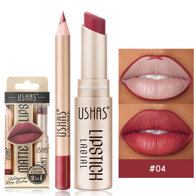 USHAS 12 Color Lip Liner Long-lasting Easy Coloring Non-Stick Cup Long-lasting Waterproof Matte Lipstick Lipstick Set TMSmartHub2021 2.99