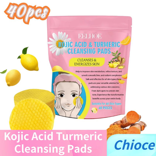 Turmeric Facial Pads Kojic Acid Facial Exfoliating Cleansing Pads Lemon