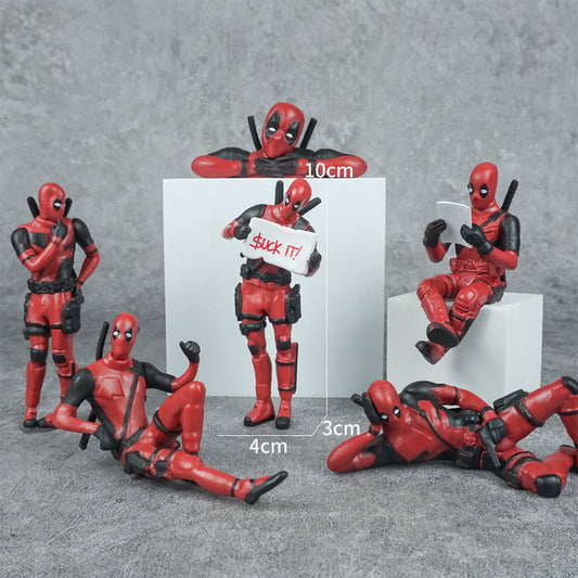 Anime Deadpool 2 Action Figure Sitting lying Posture Model Anime X-Men Mini Doll Decoration Collection Figurine Gifts TMSmartHub2021