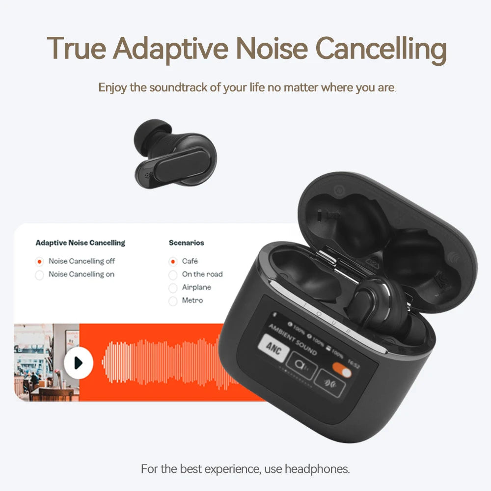 Xiaomi TOUR PRO 2 ANC Wireless Earphones Noise Cancelling LED Touch Screen Bluetooth Headphones TWS Earbuds Waterproof Headset