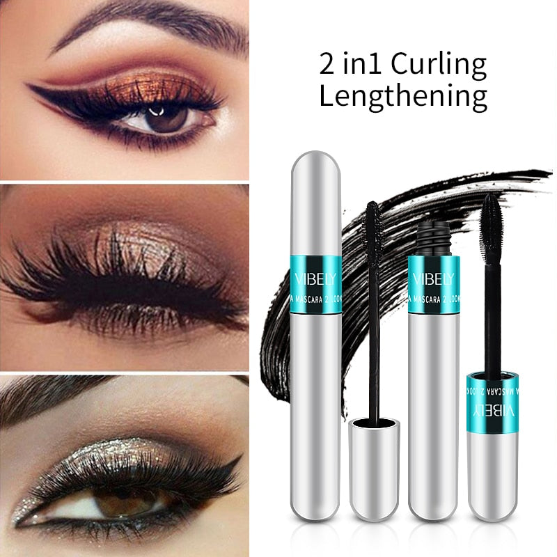 4d Silk Fiber Lash Mascara Waterproof Long Lasting Extension Eyelashes Lengthening Curling Mascara Black Eyelash Makeup Cosmetic