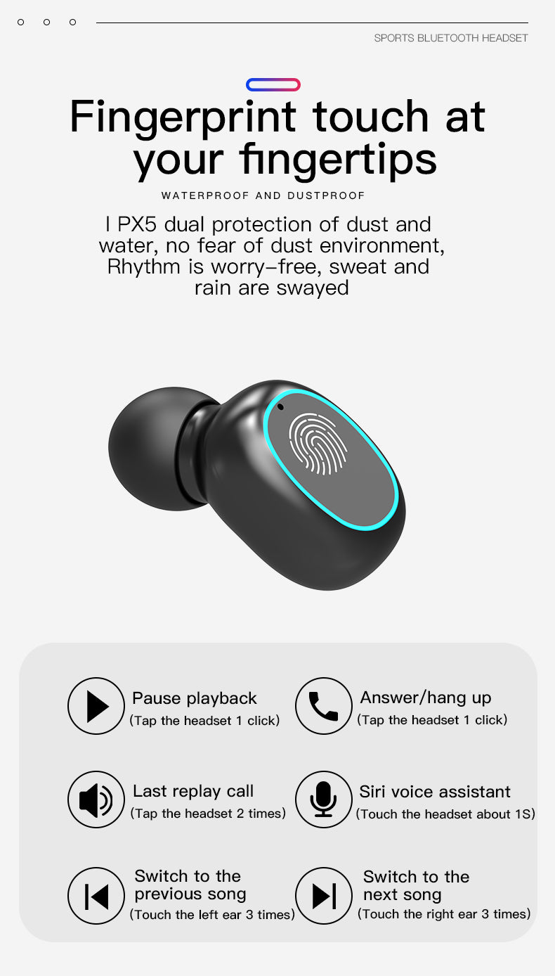 Sport Headphones Ps4 With Microphone Earbuds For Xiaomi Huawei N21 TWS Earphone Touch Control HIFI Wireless Bluetooth-compatible - TMSmartHub2021