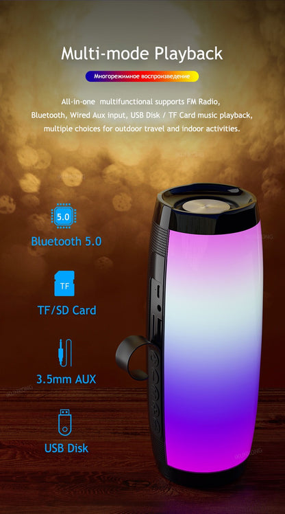 Wireless Bass Subwoofer Music Player Boombox USB AUX TF Caixa LED Bluetooth Speaker Portable FM Radio - TMSmartHub2021